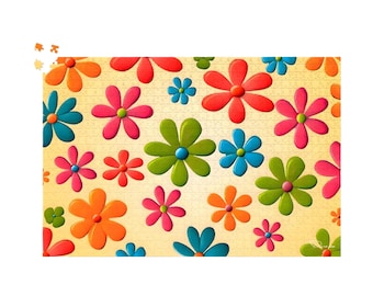 70s Groovy Floral Jigsaw Puzzle in 500 or 1000 pieces | Flowerchild Dreamscape - Durazza