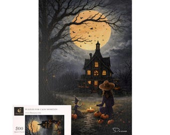 Fantastyczna układanka z czarownicą na Halloween, 500 elementów | Mała czarownica – Durazza
