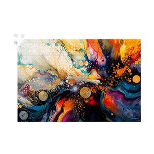 Abstract Universe Jigsaw Puzzle: 500 or 1000 Piece, Galaxy or Nebula Puzzle for Adults, Astronomy Lover Gift | Galaxy Splatter by Durazza