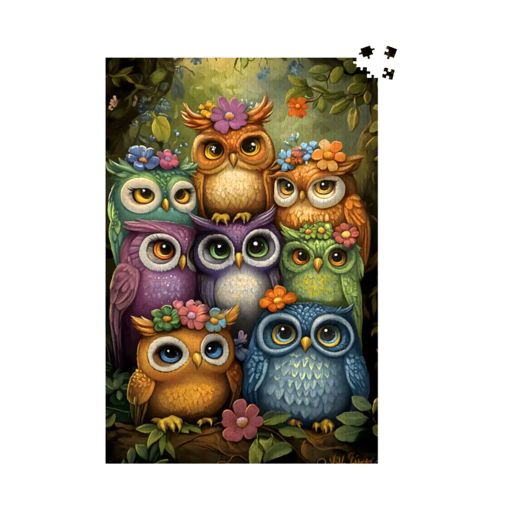 Floral Owl Jigsaw Puzzle in 1000 Pieces for Adults, Whimsical Nature Scene with Colorful Owls and Fl