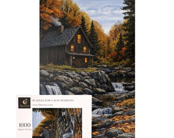 Lakeside Cabin Jigsaw Puzzle - 500/1000 Piece, Autumn Cottage | New Hampshire Haven - Durazza