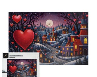 Gothic Romanze Puzzle 500/1000 Teile Dunkles Blumen Herz | Kunstvolle Gothic Love - Durazza