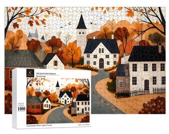 Scenic Church Jigsaw Puzzle 500 or 1000 Piece - American Folk Art | Countryside Charm - Durazza