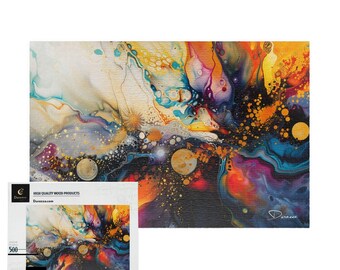 Rompecabezas de 500 piezas del espacio exterior: Noche estrellada celestial abstracta / Salpicaduras de galaxia - Durazza