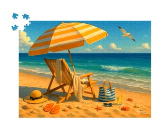 Strandpuzzel: kustscène - 500 of 1000 stukjes | Ontspannende zomerdag van Durazza