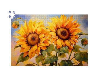 Sonnenblumen Puzzle: 500 oder 1000 Teile Puzzle für Erwachsene, Sonnenblume, impressionistische Kunst, Blumenpuzzle