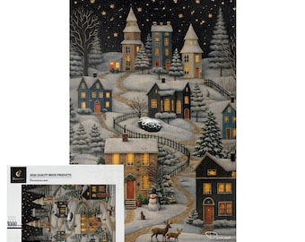 Winterwunderland Puzzle 1000 Teile - Cottagecore Schneewald | Gedämpftes Whimsy - Durazza