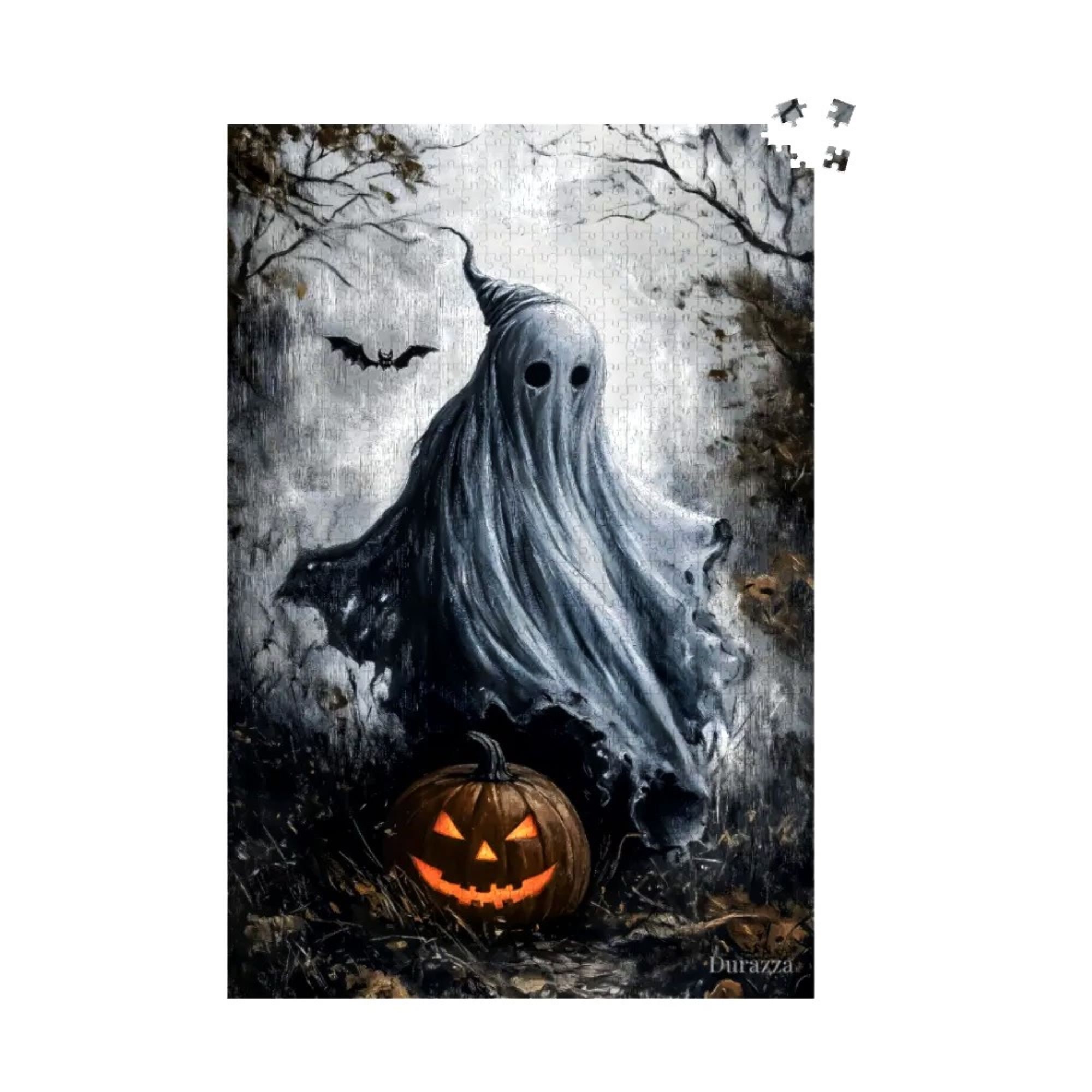 Ghost Halloween Jigsaw Puzzle: 500 or 1000 Piece Whimsical Bat