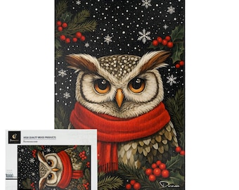 Winter Owl Jigsaw Puzzle 500/1000 Piece - Cozy Forest Nature Gift | Owl's Winter Tale - Durazza