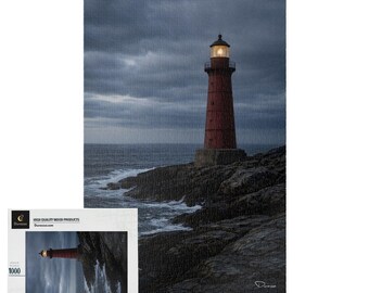 Coastal Lighthouse Jigsaw Puzzle Wooden – 500 or 1000 Piece | Red Lighthouse - Durazza