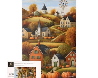 Autumn Village Jigsaw Puzzle 500/1000 Pieces, Fall Harvest Game | Fall Country Bliss - Durazza