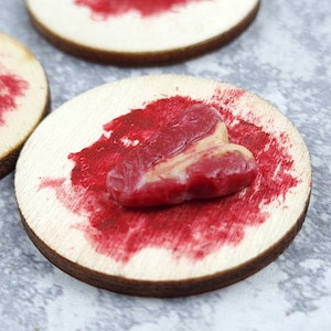Miniature beef raw T-bone ( tibone) steak   on wood board 1:8 scale and 1/12 scale. Miniature food for doll house fake realistic tiny small