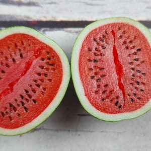 Miniature sliced 2 halves watermelon on 1/12 scale. Small food Tiny sweet mini food for doll house watermelons Barbie food fakefood