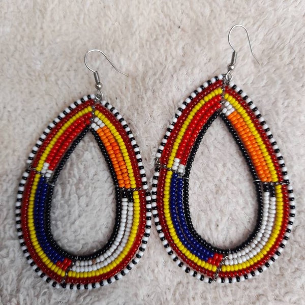 Boho Beadwork earrings,Multi Colours earrings Beaded earrings Ethnic earrings Seed beads earrings,Beautiful native earrings