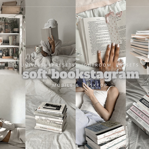 10 SOFT BOOKSTAGRAM Lightroom mobile & desktop Presets | Light Presets | Aesthetic Influencer Presets | Blogger Instagram Presets | SOFT