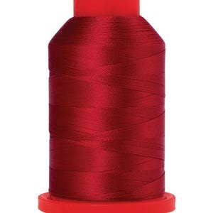 May include: A spool of red embroidery thread with a red plastic bobbin.