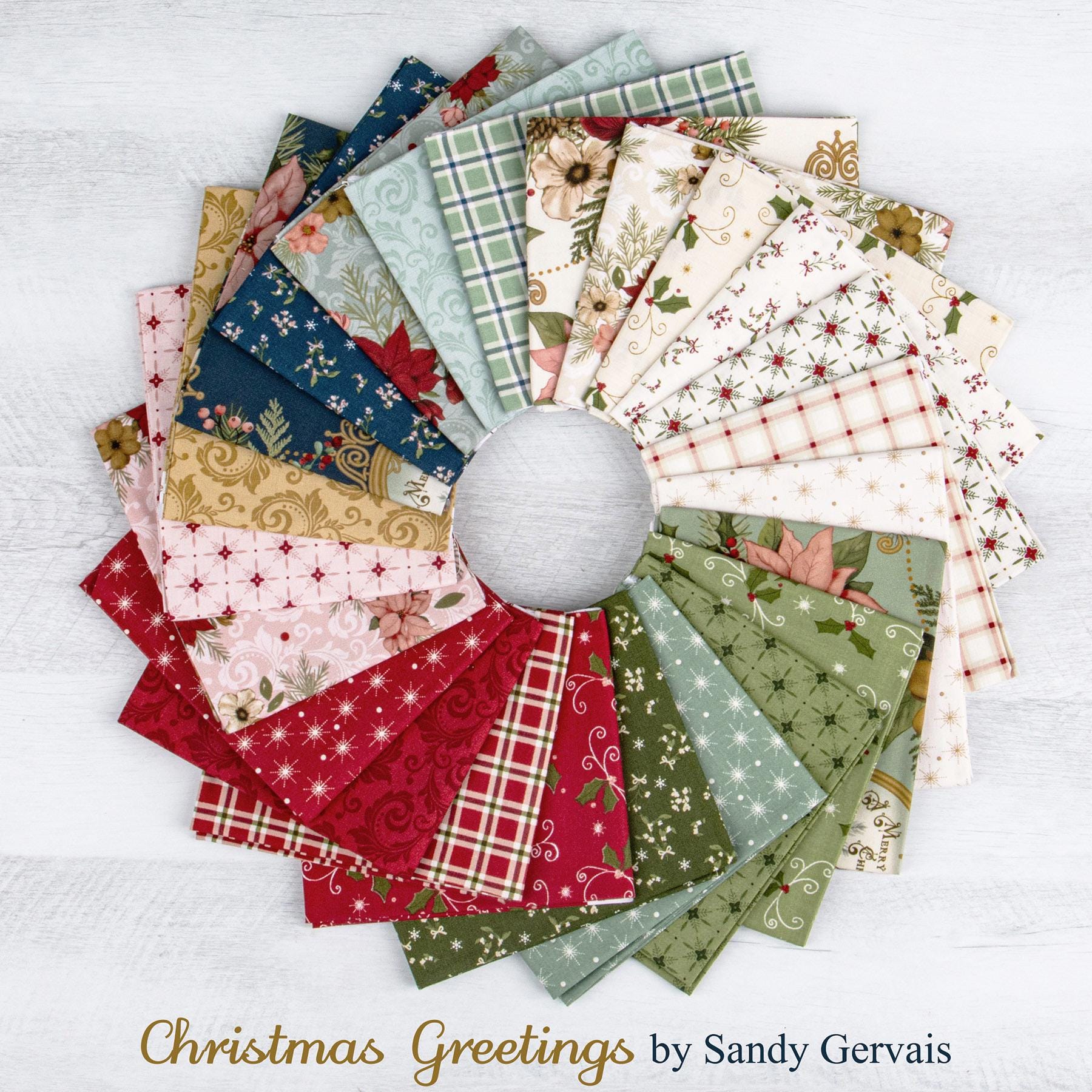 Christmas Greetings Fat Quarter Bundle by Sandy Gervais for Riley Blake ...