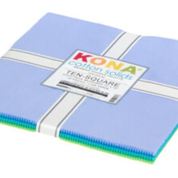 Kona Solid 10" Square Pack (Layer Cake / Ten Square) in Mermaid Shores by Robert Kaufman (ten-650-42)