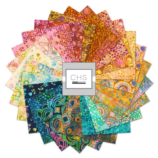 Artisan Batiks Retro Rainbows 5" Square Pack (Charm Pack / Charm Square) by Robert Kaufman (chs-1197-42)