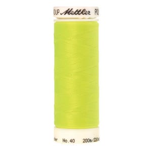 May include: A spool of bright green thread with a white label that reads "Mettler" and "No. 40 200m/220yd".