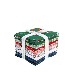 May include: A stack of colorful fabric squares tied with a white ribbon. The fabric features floral and geometric patterns in shades of green, red, pink, and blue. The ribbon has the text "create colorfully".