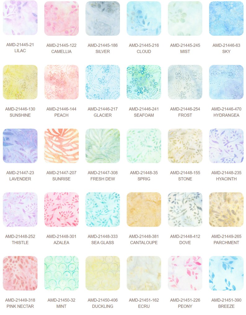 Pastel Petals Artisan Batiks Fat Quarter Bundle by Lunn Etsy
