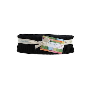 Bella Solids 1.5&quot; Strip Roll (Honey Bun) in Black by Moda (9900hb 99)
