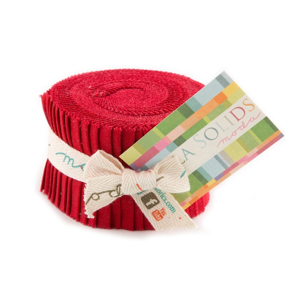 Bella Solids 2.5" Strip Junior Roll (Junior Jelly Roll) in Red by Moda (9900jjr 16)