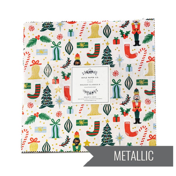 Holiday Classics II 10" Square Pack (Layer Cake / 10x10 Pack) by Rifle Paper Co for Cotton+Steel (rp600p-2-10x10)