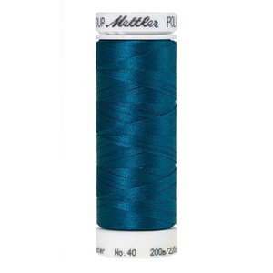 May include: A spool of teal blue thread with a white label that reads "Mettler" and "No. 40 200m/220yd".