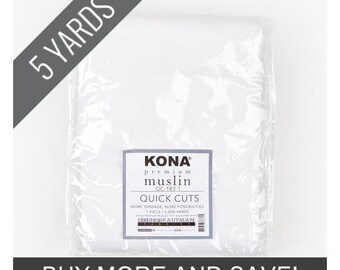 Kona Premium Muslin 118" in Bleached White - 5 Yard Quick Cut by Robert Kaufman (qc-183-1)