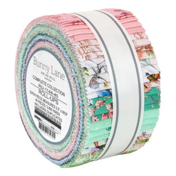 Bunny Lane 2.5" Strip Roll (Jelly Roll / Roll Up) by Briar Hill Designs for Robert Kaufman (ru-1144-40)