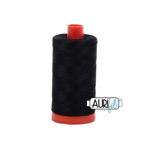 Black (2692) | 50wt Large Spool (1300M / 1422Y) | Aurifil Thread | att8q - atpb6 - atcnnh