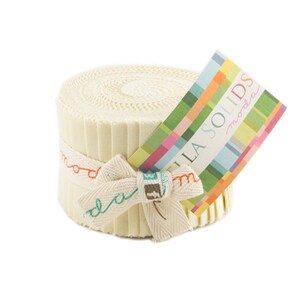 Bella Solids 2.5" Strip Junior Roll (Junior Jelly Roll) in Fig Tree Cream by Moda (9900jjr 67)