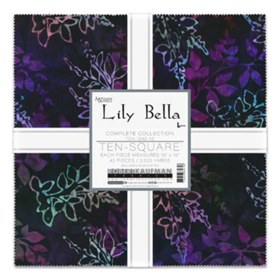 Lunn Studios Artisan Batiks Butterfly Habitat Fabric Bundle - 42 Pre-Cut 10" Squares, Robert Kaufman Cotton