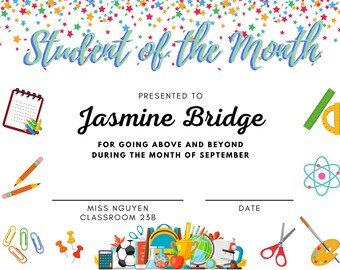 Student Of The Month Template from i.etsystatic.com