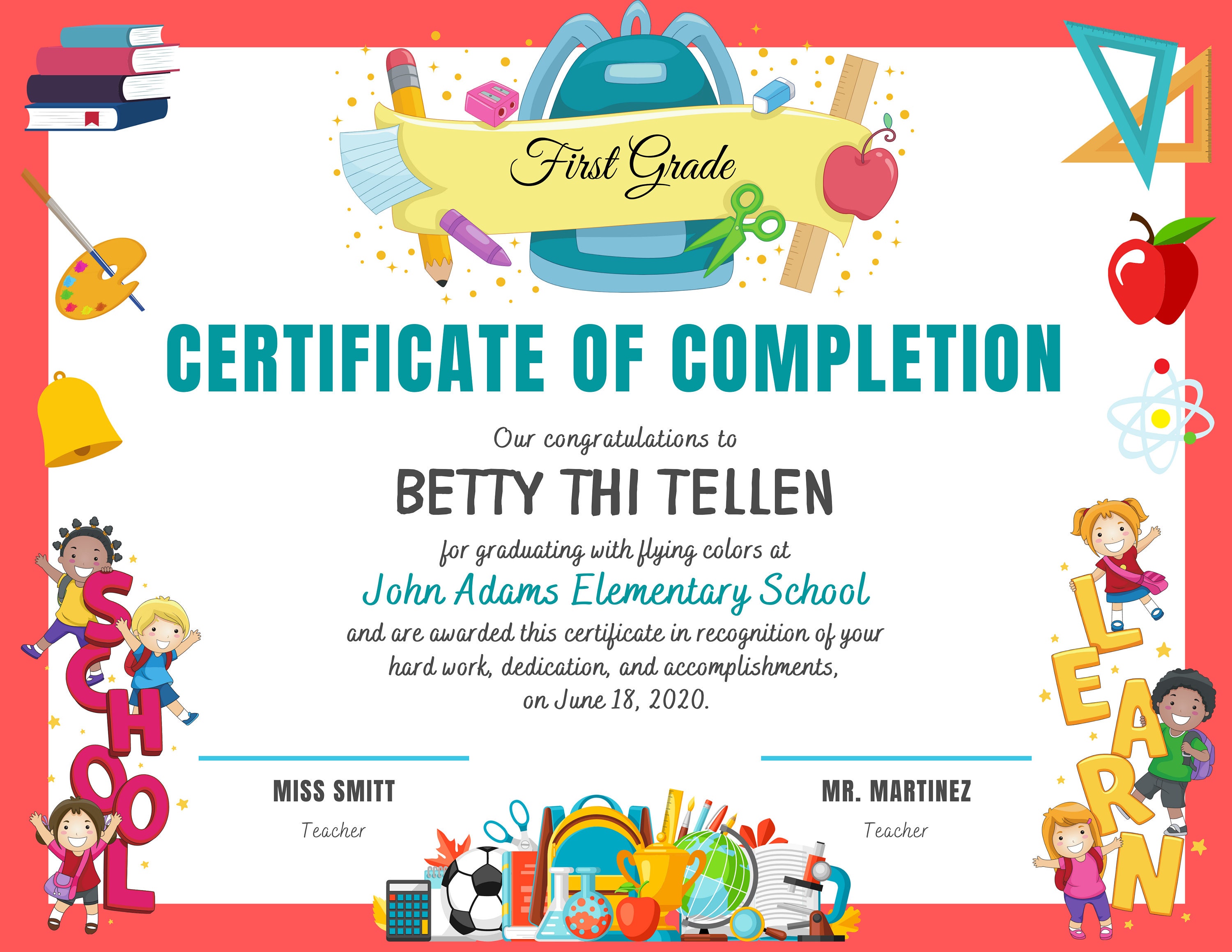 Elementary Certificate Of Completion Any Occasion Etsy format-of-school-certificate-for-children-education-allowance-central