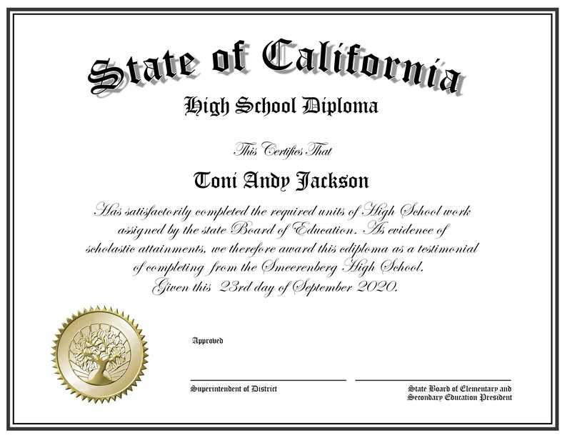 High School Diploma Home School Diploma Template Etsy
