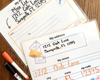 Address Writing Practice Worksheet, Homeschool Printable (Digital Download)
