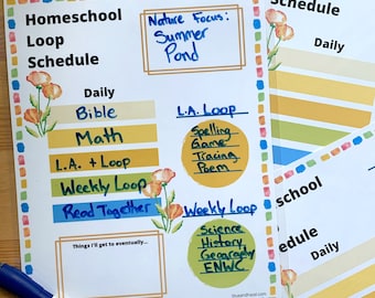 Homeschool Schedule Printable, Homeschool Daily Schedule, Homeschool Planner, Homeschool Loop Schedule,