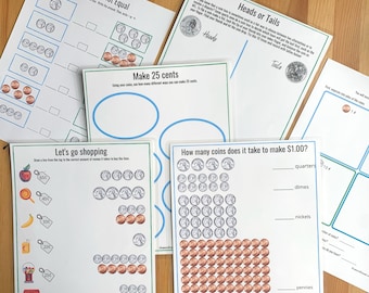 money worksheet etsy