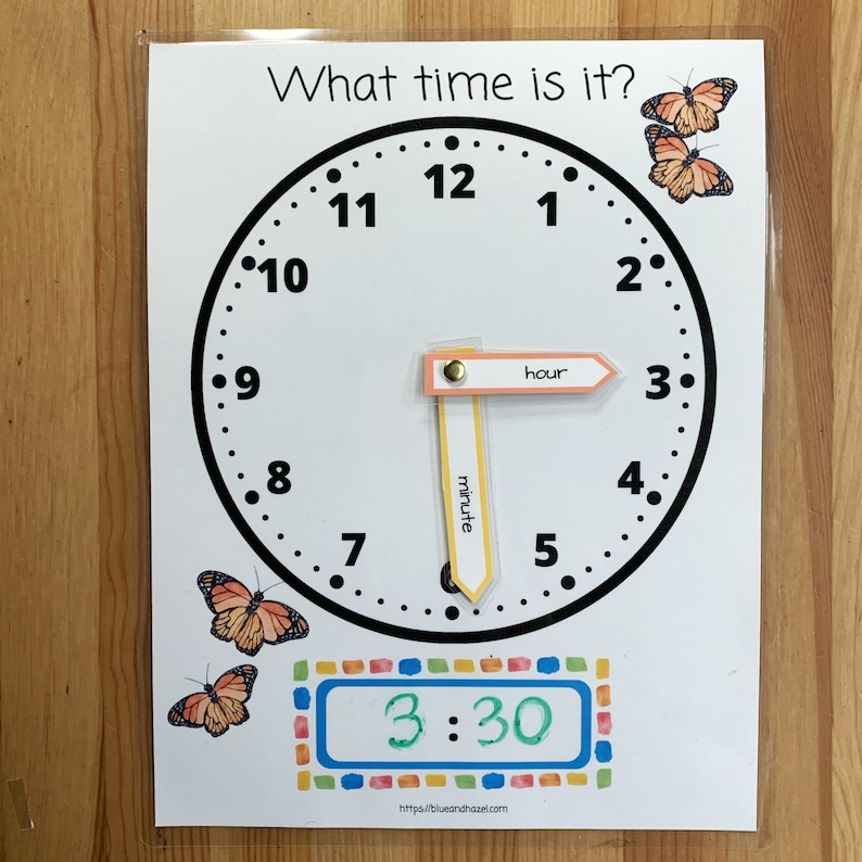 Printable Clock Learn to Tell Time Clock Printable Etsy