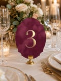 Vintage Velvet Table Numbers:  Gold Foil Stamping - Die Cut Cards - With Gold Holders product logo