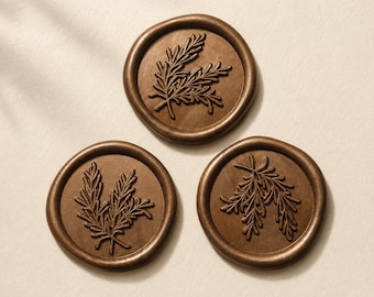 Antique Bronze Self-Adhesive Wax Seal Stickers, Botanical Design, 30 mm
