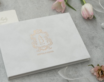 Velvet Video Book, Foil Stamped Monogram, Wedding Film Keepsake, Personalized Video Album
