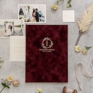 Elegant Velvet Marriage Certificate Holder - Personalized Foil Design