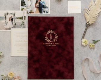 Elegant Velvet Marriage Certificate Holder - Personalized Foil Design