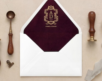 Velvet Envelope Liners - 15 Colors, Foil-Pressed Monogram