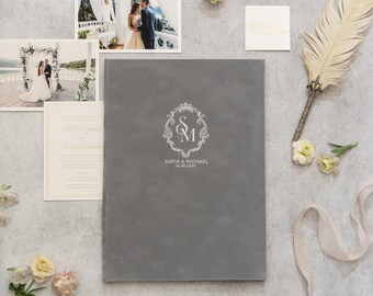 Foil Stamped Wedding Certificate Holder - Luxurious Velvet Cover