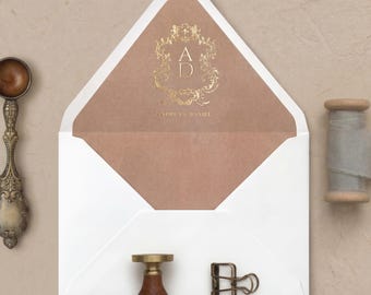 15 Colors Velvet Envelope Liners - A7 or A9 Euro Flap Liner Monogram Foil-Pressed